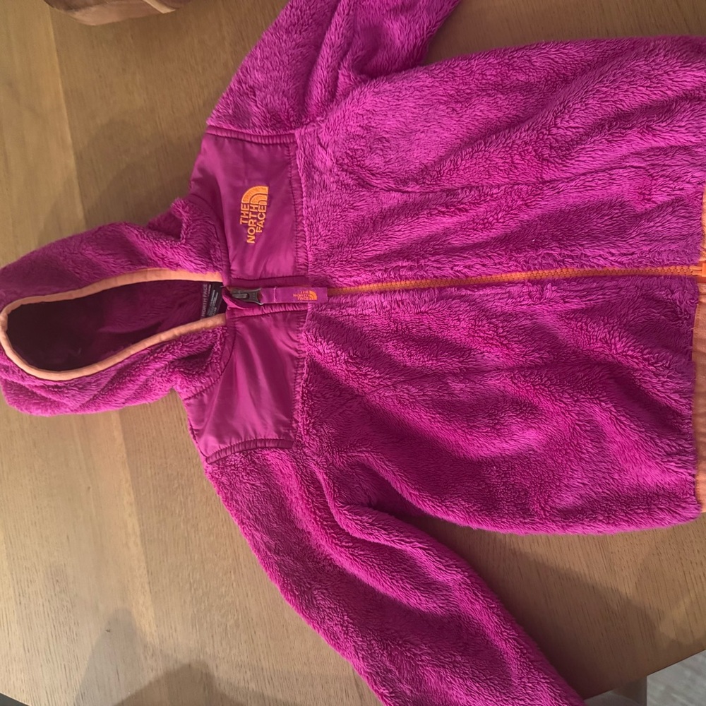 The North Face Magenta Fleece Jacket with Orange Accents